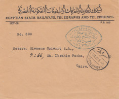 Ägypten/Egypte: 1937: Egyptian State Railways, T&T Nach Cairo Zu Siemens - Other & Unclassified