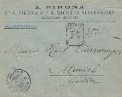 Ägypten 1897: Einschreiben Alexandria Nach München - Andere & Zonder Classificatie