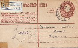 Australien: 1954: Ganzsache Registered Burstville To Tasmania - Andere & Zonder Classificatie