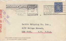 Australia 1941: Sydney To Ney York, Censor - Andere & Zonder Classificatie