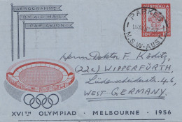 Australia: 1956: Olympiad Melbourne - Parkes To Germany  - Aerogramme - Other & Unclassified