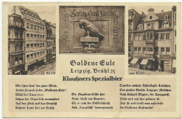 Ansichtskarte Gaststätte Goldene Eule, 1929 Leipzig - Briefe U. Dokumente