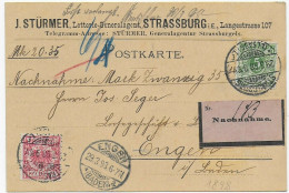 Nachnahme Postkarte Strassburg Nach Engen, 1898 - Brieven En Documenten