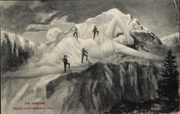 AK Bergsteiger Auf Der Jungfrau, Schmunzelnder Mond, Berg Mit Gesicht / Berggesichter - Autres & Non Classés