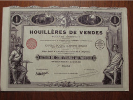 FRANCE - 53 - MAYENNE - ART DECO - AMBRIERES LE GRAND 1925 - HOUILLERES DE VENDES - ACTION DE 100 FRS - BELLE DECO - Altri & Non Classificati
