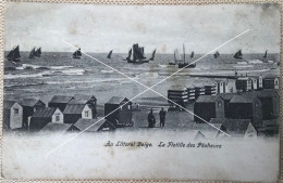Au Littoral Belge La Flottille Des Pêcheurs Avec Cabines Sur La Plage CP PK Chocolat Cesar Anvers Vers 1900-1909 - Autres & Non Classés