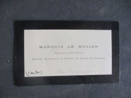 MARQUIS LE MULIER CAPITAINE ATTACHE LEGATION DANEMARK  CARTE VISITE AVEC ENVOI - Documentos