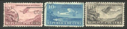 AV-53 Cuba 3 Stamps Avion Airplane Flugzeug Aereo Vliegtuig - Vliegtuigen