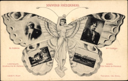 Schmetterling CPA Armand Fallieres, President De La Republique, Portrait, Mme Fallieres - Autres & Non Classés