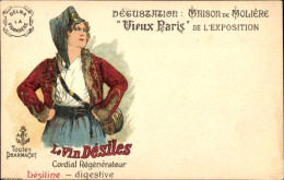Lithographie Reklame, Le Vin Desiles, Cordial Regenerateur, Desiline, Deugstation Maison De Moliere - Publicidad