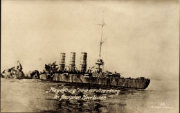 Photo CPA Deutsches Kriegsschiff SMS Magdeburg, Zerstörung I. WK - Autres & Non Classés