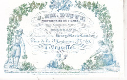 BRUXELLES BORDEAUX Vins DUPUY Rue De La Montagne Bruxelles Carte De Visite Format Porcelaine Années 1850-1860 - Cartes De Visite
