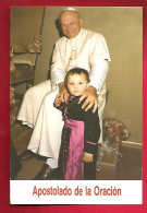 Image Pieuse Apostolado De La Oracion - Pape Jean-Paul II Et Enfant En Tenue - Dos En Espagnol - Images Religieuses