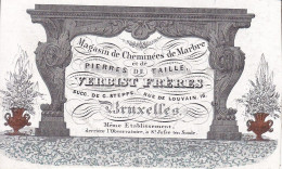 BRUXELLES Cheminées De Marbre Tailleur De Pierre VERBIST Frères Carte De Visite Porcelaine C. 1850-1855 - Cartes De Visite