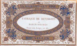 BRUXELLES Fabrique De Dentelles VANDERSMISSEN Aîné.  Carte De Visite Papier Fin, Petite Déchirures C. 1850-1855 - Cartes De Visite