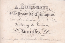 BRUXELLES Fabrique De Produits Chimiques DUBOUAYS Faubourg De Laeken Carte De Visite C. Années 1850-1855 - Cartes De Visite