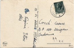 1955-cartolina Augurale Diretta In Indocina (rara Destinazione) Affrancata L. 12 - 1946-60: Marcophilie
