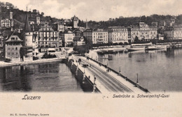 1901-Svizzera Luzern Seebrucke U. Schweizerhof Quai Cartolina Viaggiata - Sonstige & Ohne Zuordnung