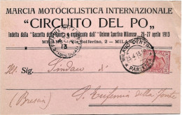 1913-Milano Marcia Motociclistica Internazionale "Circuito Del Po"(angolo Sciupa - Marcophilie
