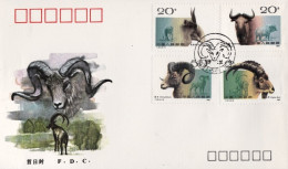 1991-Cina China T161, Scott 2322-25 Wild Sheep Fdc - Lettres & Documents