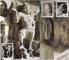 1993-Cina China 13, Scott 2458-61 Longmen Grottoes Maximum Cards - Lettres & Documents