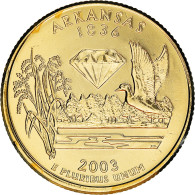 Monnaie, États-Unis, Arkansas, Quarter, 2003, U.S. Mint, Philadelphie, Golden - 1999-2009: State Quarters