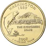États-Unis, Washington, Quarter, 2007, U.S. Mint, Denver, Golden, FDC - 1999-2009: State Quarters