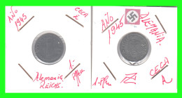 ALEMANIA - GERMANY 2 MONEDAS DE 5 REICHSPFNNIG TERCER REICHS ( AÑO 1945 CECAS ( - A - E - )  COMPOCISIÓN ZINC - 5 Reichspfennig