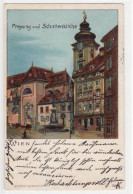 39039911 - Wien, Lithographie Mit Freyung Und Schottenkirche Gelaufen Von 1899. Leicht Buegig, Sonst Gut Erhalten - Otros & Sin Clasificación