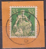 Helvetia Mit Schwert 111, 35 Rp.hellgrün/gelb  WILA       1933 - Usati