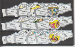 Reeks 2393  Asterix      1-10     ,10  Stuks Compleet      , Sigarenbanden Vitolas , Etiquette - Vitolas (Anillas De Puros)