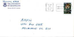 Australia Cover University Of Queensland To Melbourne - Lettres & Documents