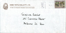 Australia Cover Simba Textile Mills Bayswater  To Melbourne - Lettres & Documents