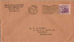 US Cover 3c 1933 City Hall Annew Stanley Gibbons  For Mansfield Tioga Penn - Brieven En Documenten