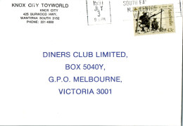 Australia Cover Siege Of Tobruk 1991 Knox City Toyworld  To Melbourne Militaria - Cartas & Documentos