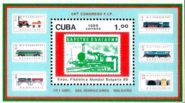 669  Trains - Stamps On Stamp - Philately - Yv B 114 - 1989 - MNH - Cb - 1,50 (5) - Treni
