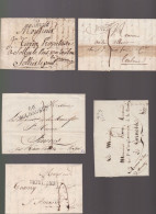 5 Lettres  Dite Précurseurs  Sur  Lettre  Marques Postales  : 66 Mulhausen - 50 Toulouse - 64 Bayonne - 39 Dax -  Moulin - 1801-1848: Precursors XIX