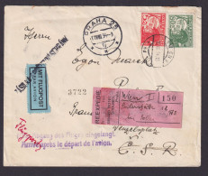 Flugpost Österreich Brief Wien Prag Viol. L2 Nach Abgang Des Fluges Eingelangt - Storia Postale