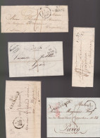 5 Lettres  Dite Précurseurs  Sur  Lettre  Marques Postales  : Grenoble - Besançon - Vienne - Bordeaux - Lunel - 1801-1848: Précurseurs XIX