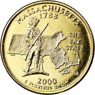 Monnaie, États-Unis, Massachusetts, Quarter, 2000, U.S. Mint, Denver, Golden - 1999-2009: State Quarters