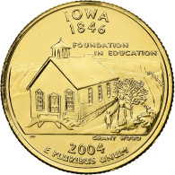 États-Unis, Iowa, Quarter, 2004, United States Mint, Denver, FDC, Métal Doré - 1999-2009: State Quarters