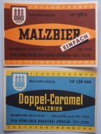 2 DDR-Bier-Etiketten Malzbier - VEB Döbelner Brauerei Döbeln - Cerveza