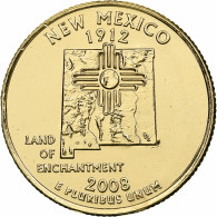 États-Unis, New Mexico, Quarter, 2008, U.S. Mint, Philadelphie, Golden, FDC - 1999-2009: State Quarters