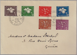 Schweiz Suisse 1956: Dienst IX ORG. MÉTÉOROLGIQUE MONDIALE (OMM) 1-6 ⊙ GENÈVE 22.10.56 (Zu CHF 45.00) - Dienstzegels