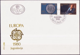 Europa CEPT 1980 Yougoslavie - Jugoslawien - Yugoslavia FDC Y&T N°1711 à 1712 - Michel N°1828 à 1829 - 1980