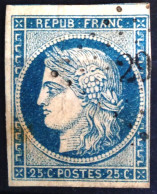 FRANCE                           N° 4                     OBLITERE          Cote : 65 € - 1849-1850 Ceres