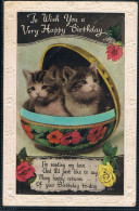 2 Chats - Cats -katzen - Kleine  Poezen In Bol - Rand Reliëf - Katten