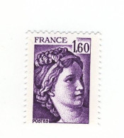 Sabine 1fr60 Violet YT 2060a Sans Phospho. Rare, Signé Calves, Voir Le Scan. Cote YT : 185 €, Maury N° 2065b : 200 €. - Unused Stamps