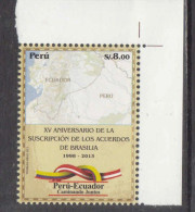 2014 Peru Ecuador Border Resolution Maps  Complete Set Of 1  MNH - Perú