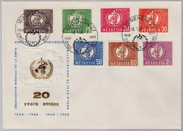 Schweiz Suisse 1968: ORGANISATION MONDIALE DE LA SANTÉ (20 Years OMS) N° 26-27+30-34 ⊙ GENÈVE 18.1.68 - WHO